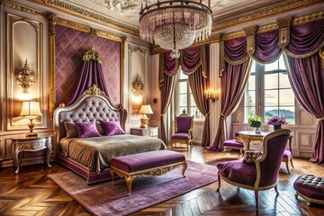 Obraz premium Elegant boudoir with velvet drapes, ornate mirrors, and lavish furnishings, evoking a sophisticated and alluring