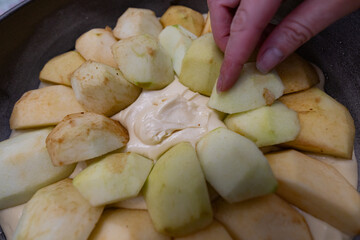 preparation of home made apple cake
