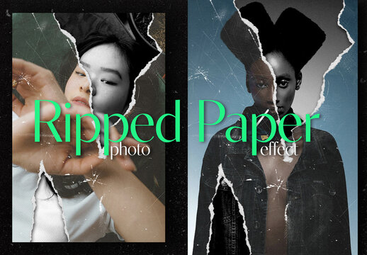 Ripped Poster Photo Effect, Torn Paper Edges 