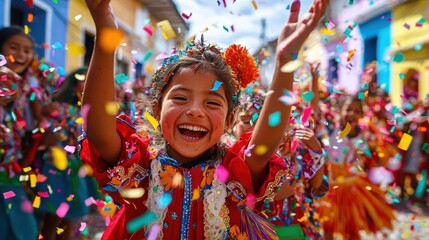 Joyous Street Festival with Vibrant Costumes and Lively