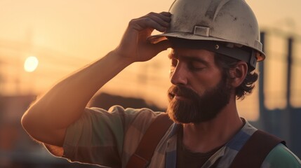 Construction Worker in Sunset