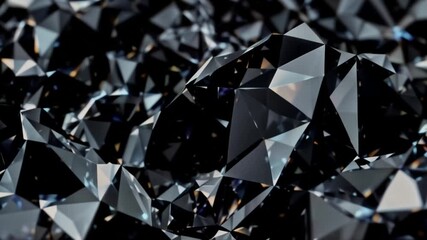 Close-Up of Faceted Black Crystals Abstract Background - Powered by Adobe