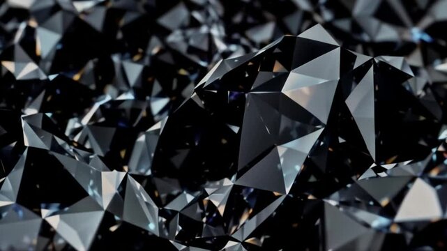 Close-Up of Faceted Black Crystals Abstract Background