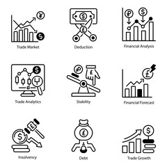 Pack of Trade Competition Linear Icons 

