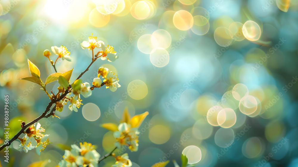 Aufkleber abstract spring background with bokeh.