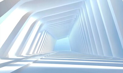 Obraz premium Abstract white tunnel with a bright light at the end.