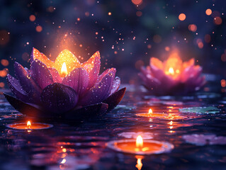 Lotus Candle Serenity: Tranquil Reflections on Water