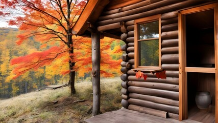cabin with autumn