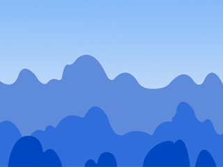 Landscape (blue colors, winter mood) made of four curvy plains. Good for backgrounds (backdrops), cards, offers. Nature. Parks. Outdoor. Vector illustration.