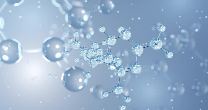 Thiamine, rotating 3D model of vitamin b1, seamless looped video, molecular structure with selective focus