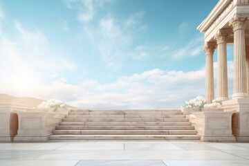 Greek temple architecture staircase building.