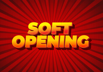 Soft opening. Text effect for digital ads with 3D style