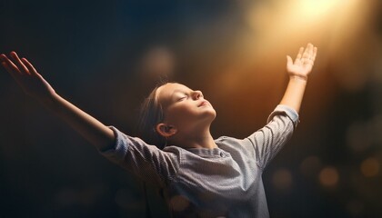A woman is Praying to God.