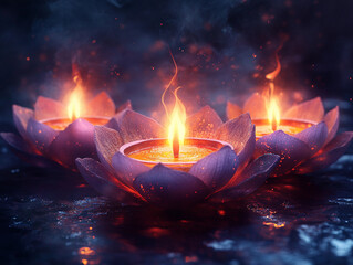 Lotus Candle Serenity: Tranquil Reflections on Water