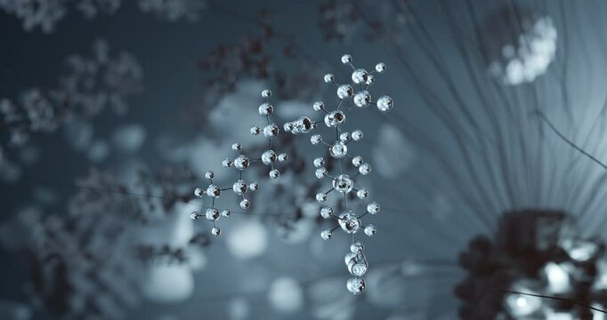 Prostaglandin E1 rotating 3d molecule, molecular structure of vasodilating agents, seamless video