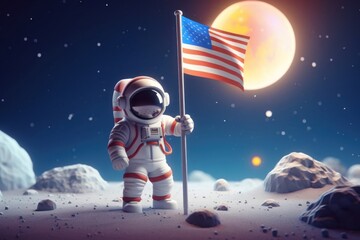 Astronaut night flag astronomy.
