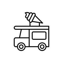 Ice cream truck outline icons, minimalist vector illustration ,simple transparent graphic element .Isolated on white background