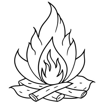 recommend clip art: bonfire sketch outline coloring book page line art drawing