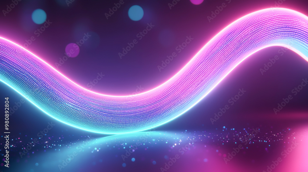 Poster a vibrant neon wave glows against a dark background, creating a mesmerizing light display with spark