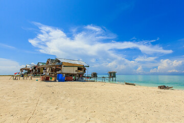 Beautiful landscapes view borneo sea gypsy water village at Mantabuan Island, Samporna Sabah
