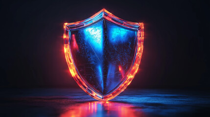 Fototapeta premium 3D icon of a shield in holographic style 