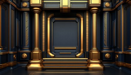 Obraz premium Gold-Trimmed Architectural Frame with a Black Background
