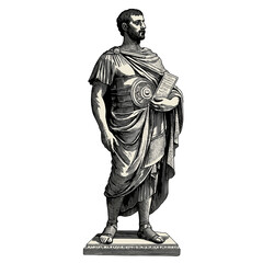 Roman man vintage illustration isolated on transparent background. Generative AI
