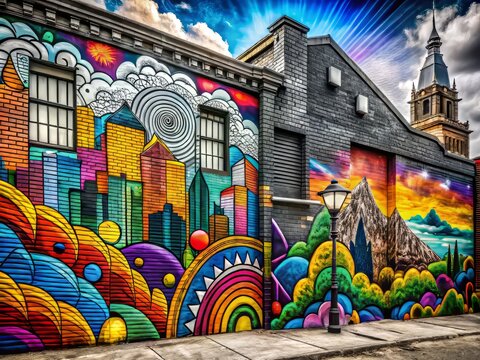 In a cityscape, a retro Espostoa plant stands out against a black and white backdrop, its delicate spikes