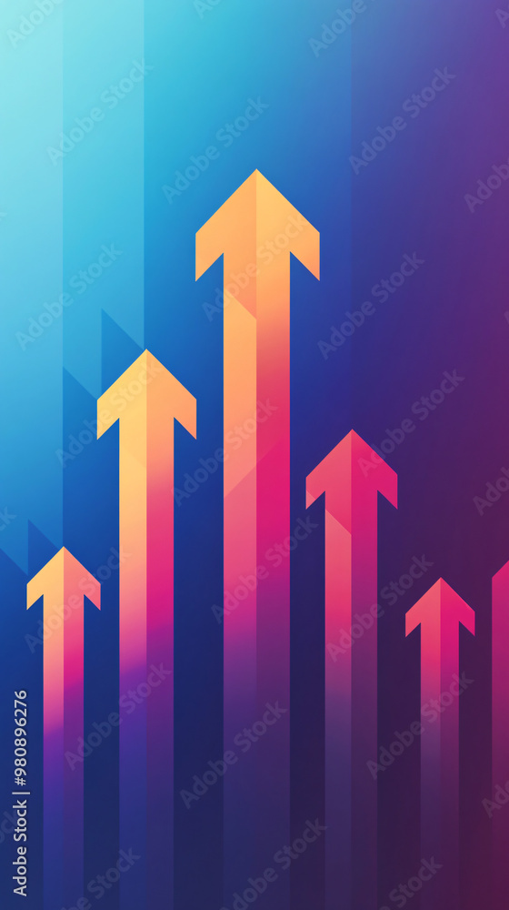 Aufkleber Abstract colorful arrows pointing up on blue and purple background representing business success and growth