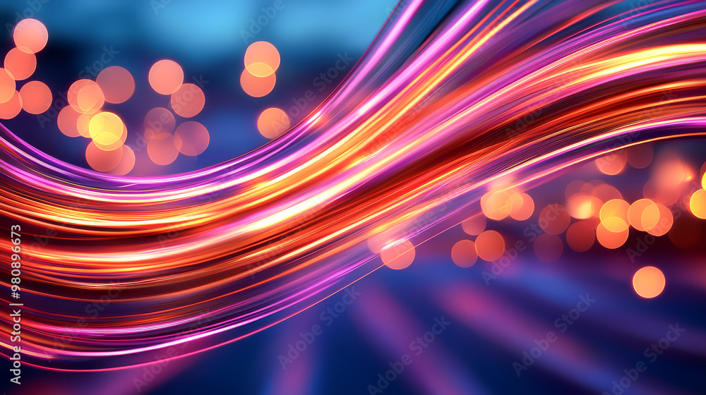 Aufkleber vibrant abstract wave design with colorful lights and bokeh effect, perfect for backgrounds or creat