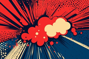 Red dark pop art comic background