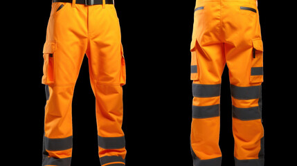 Orange Work Trousers with Reflective Stripes