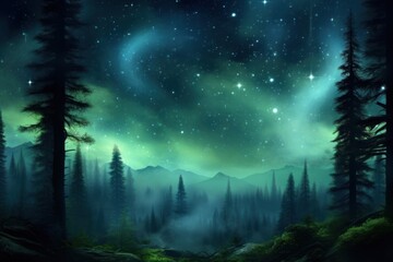 Obraz premium Green milky way in space background landscape outdoors nature.