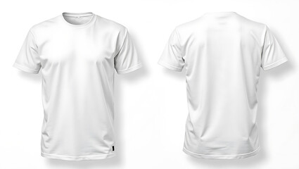 Front and Back View of a Plain White T-Shirt Mockup