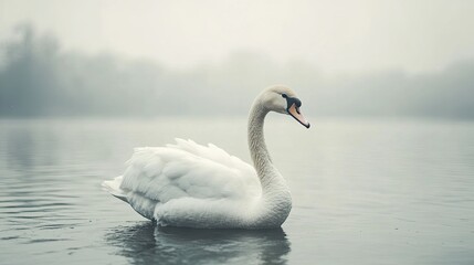 Naklejka premium swan isolated on paper background