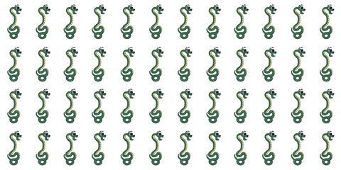 Snake seamless pattern isolated white. Cute green Snake endless background. Vector template design for wrapping paper, textile wallpaper print wall decor. EPS 10