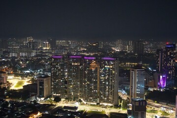 View of skyscrapers in Kuala Lumpur at night