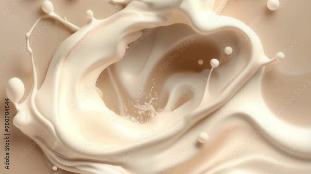 Poster Abstract animation with a beautiful splash of flowing milk. Modern concept background