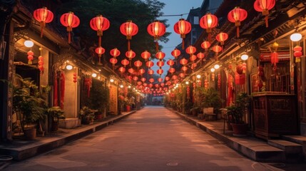Lantern lit street in China