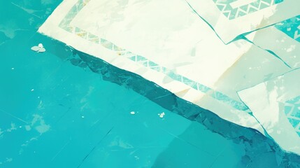 Mint blanket motif painting featuring a contrasting hem