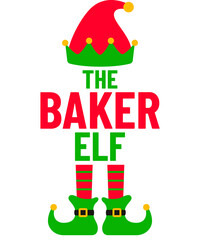 The Baker Elf Christmas T-Shirt Design Holiday Elf Christmas Illustration
