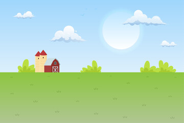 Natural farm agriculture day sun sky flat illustration background design