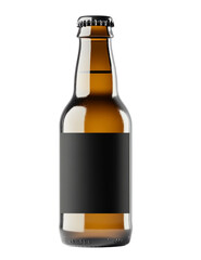 Glass brown bottle with beer