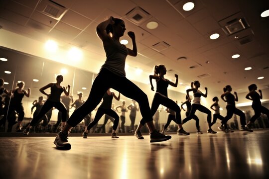 Cardio exercise class BODYCOMBAT dancing adult entertainment.
