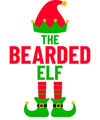 The Bearded Elf Christmas T-Shirt Design Holiday Elf Christmas Illustration