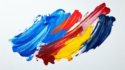 Fototapeta premium Top view set with strokes of colorful oil paints on white background