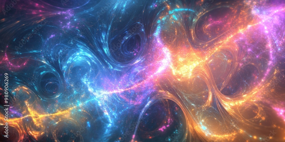 Poster abstract fractal light backdrop with digital 3d rendering in high resolution