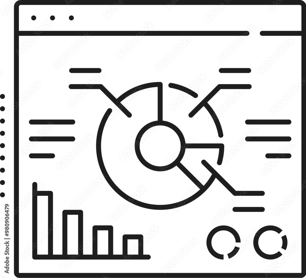 Leinwandbilder data analytics and statistics analysis line icon. company business data analytics outline icon, fina