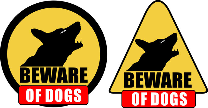 Beware of Dogs sign board design in round and rectangle shape