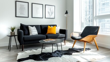Wall art empty picture frame mockup on wooden desk, wall, table. Vase with olive branches, cactus. Elegant working space, home office concept.